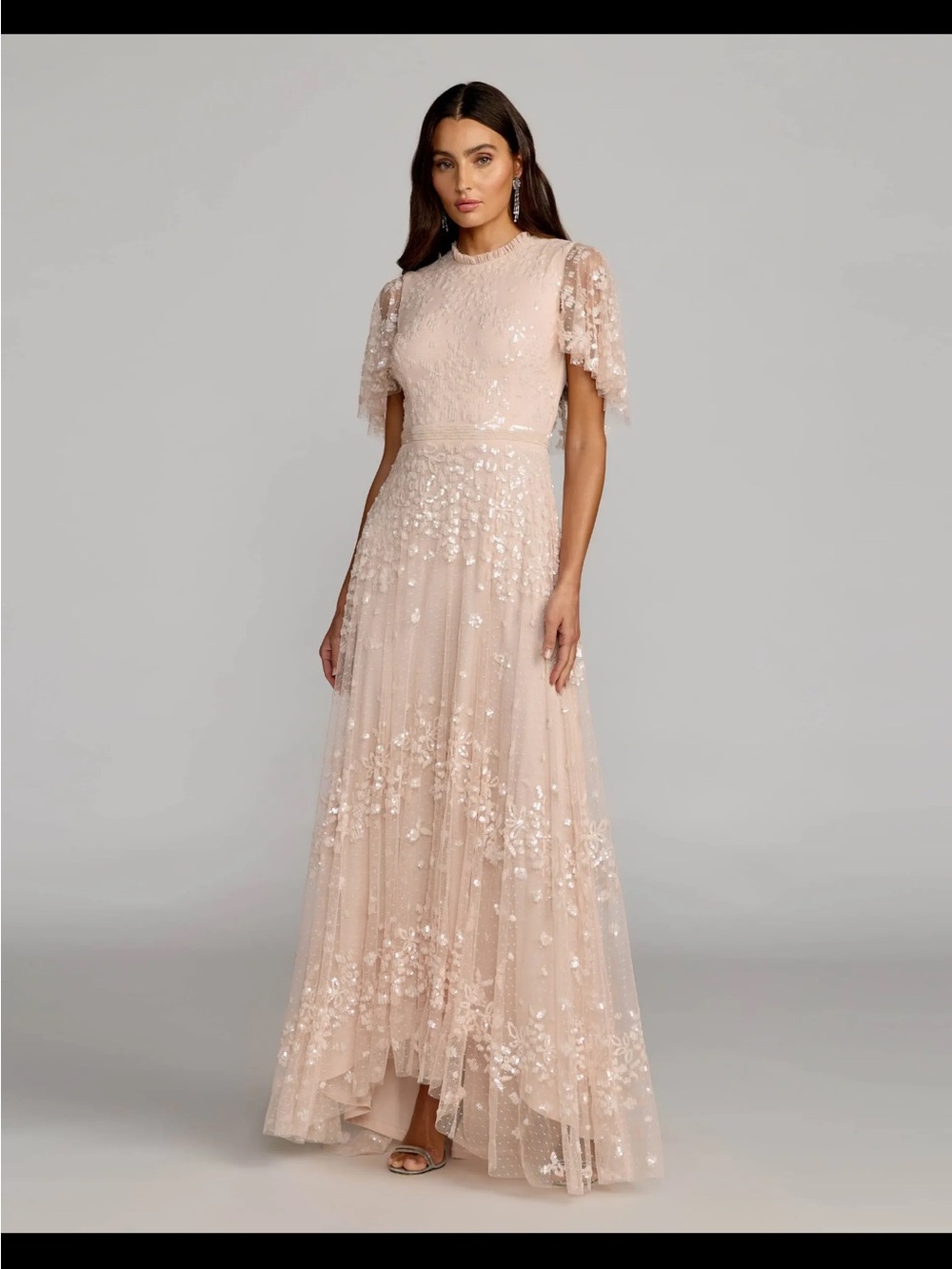 Mac Duggal Blush Embellished Maxi Dress
